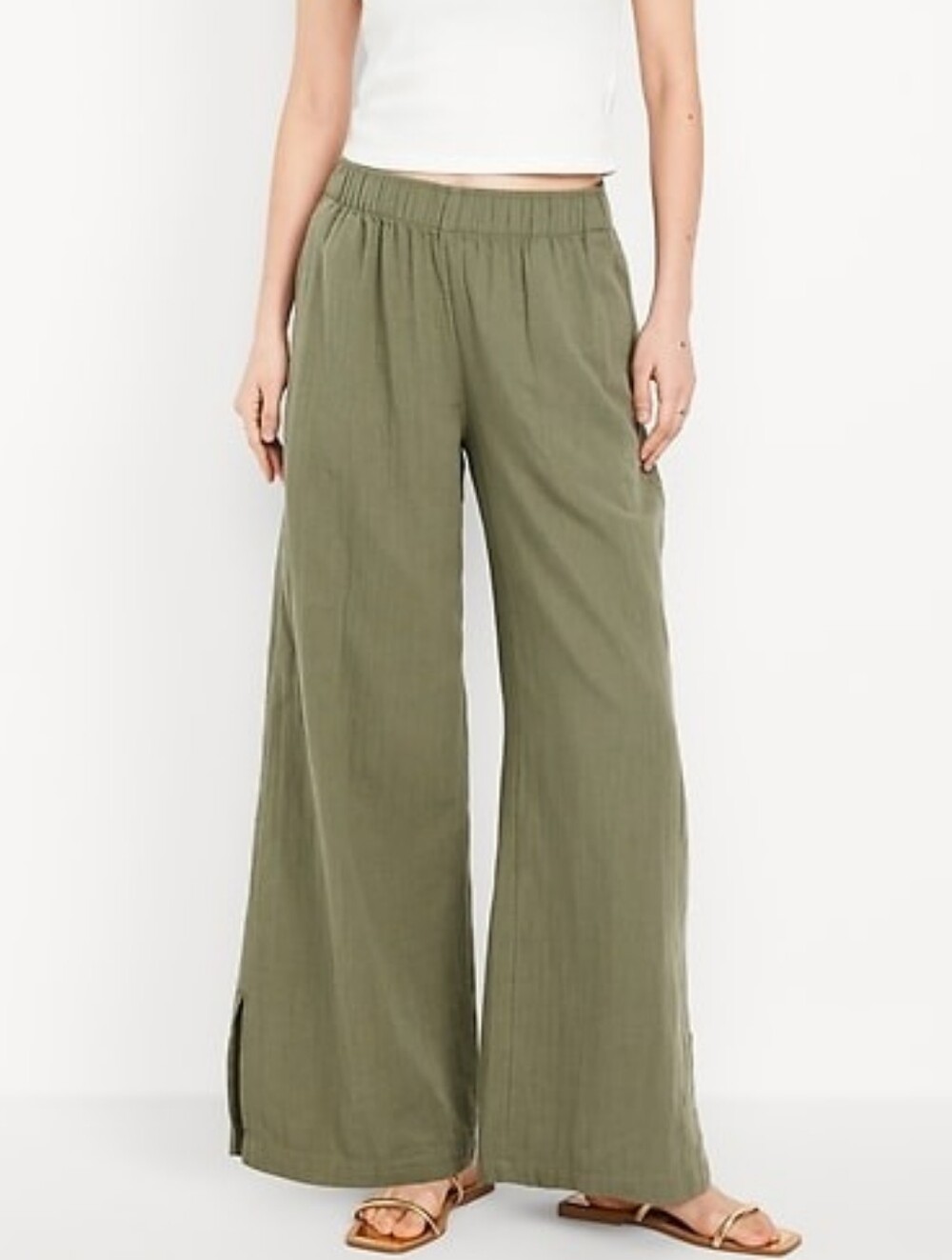Old Navy TALL 100% Cotton Crinkle Gauze High Waisted Super Wide Leg Pants Medium